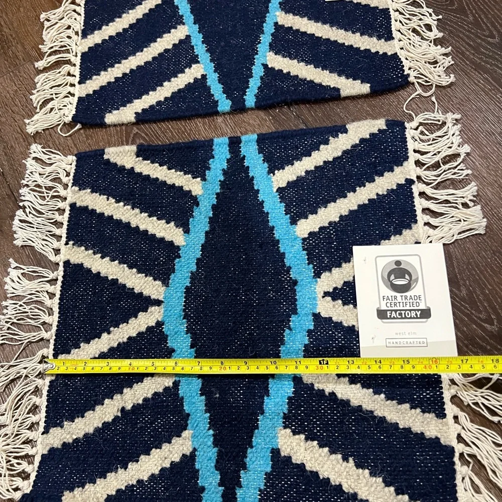 NWT west elm Geometric Fringe mat 2 total